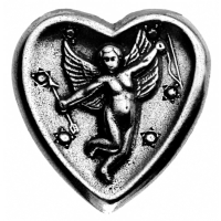 Zinn-Anstecker Herz Schutzengel antik