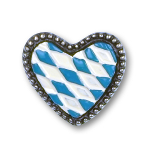 Zinn-Anstecker Herz weiß/blau