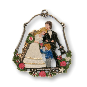 Zinnfigur Hochzeitspaar mit Blumenkind