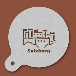 Cappuccino-Schablone Festung Hohensalzburg mit Text