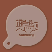 Cappuccino-Schablone Festung Hohensalzburg mit Text