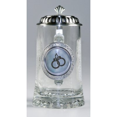 Glas-Bierseidel "Handschellen"