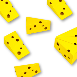 Käse-Stücke aus Karton, ca. 120 x 60 x 60 mm