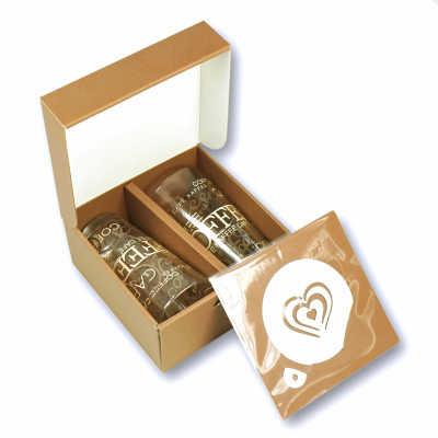 Latte Macchiato Gläser mit Dekor 2er-Geschenkset mit Streuschablone Herz