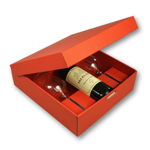 Geschenkset Rotwein mit Gläsern in Geschenk-Box rot