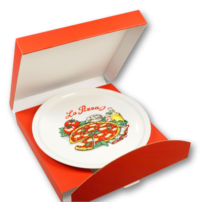 Geschenkset Pizzateller mit Pizzaschneider in Geschenk-Box rot