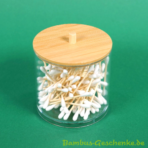 Kosmetik-Organizer mit Bambus-Deckel rund