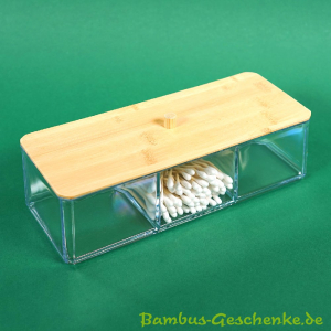 Kosmetik-Organizer mit 3 Fächern und Bambus-Deckel 