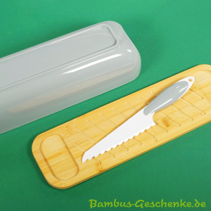 Brotdose mit Bambus-Schneidbrett und Brotmesser