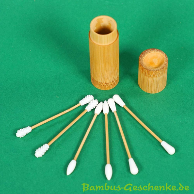 Bambus-Kosmetikstäbchen 6er-Set mit je 2 Spitzen aus Silikon wiederverwendbar in Bambus-Box