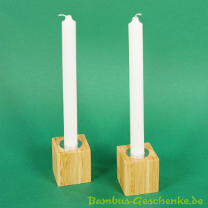 Bambus-Kerzenhalter 2er-Set inklusive Kerzen