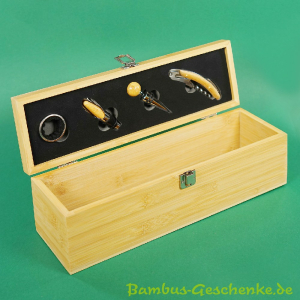 Wein-Set in Bambus-Box 5-teilig