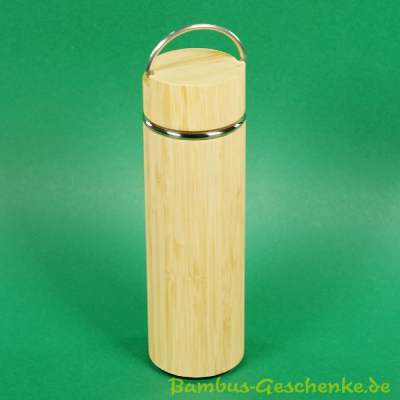 Isolierbecher mit Bambus-Mantel und Griff 400 ml