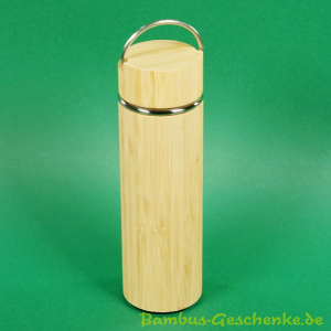 Isolierbecher mit Bambus-Mantel und Griff 400 ml