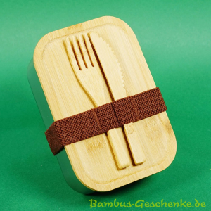Lunchbox mit Bambus-Deckel und Besteck