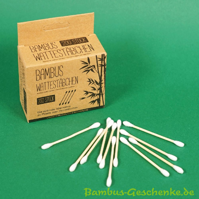 Wattestbchen aus Bambus 200er-Pack, ca. 10 x 9 cm