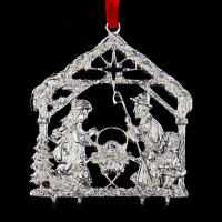 3D-Zinnminiatur Krippe mit Hirten und Lamm - SilverStylePewter
