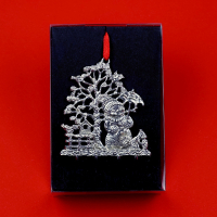 3D-Zinnminiatur Schneemann mit Eichhörnchen - SilverStylePewter