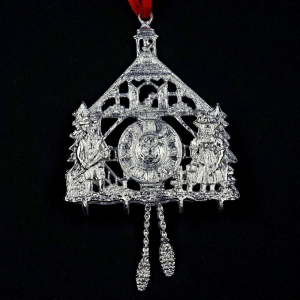 3D-Zinnminiatur Kuckucksuhr mit Trachtenpaar - SilverStylePewter