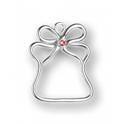 Zinn-Christbaumschmuck Geschenk mit 1 Stein rot doppelseitig poliert