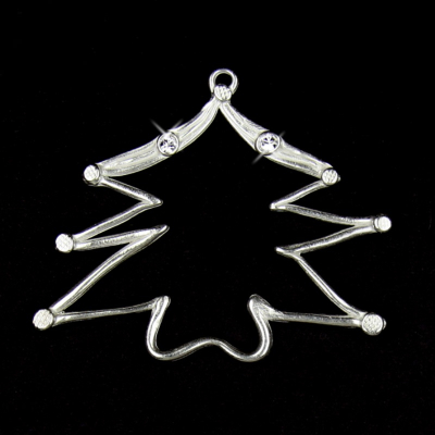 Zinn-Christbaumschmuck Tanne mit 2 Steinen kristall poliert