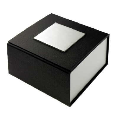 Exklusive Karton-Geschenkverpackung schwarz/silber (8,5 x 8,5 x 5,5 cm)