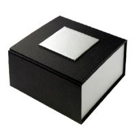 Exklusive Karton-Geschenkverpackung schwarz/silber (8,5 x 8,5 x 5,5 cm)