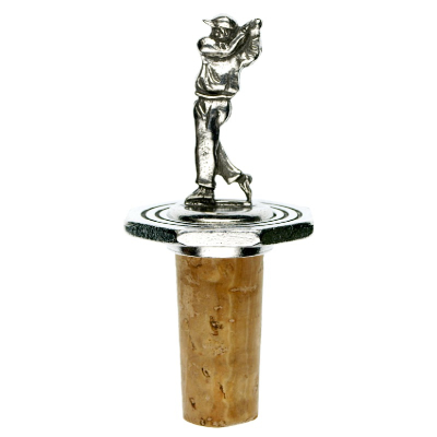 Zinn-Flaschenverschluss Achteck Golfspieler antik