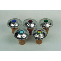 Zinn-Flaschenverschluss rund kl. Stein aqua antik