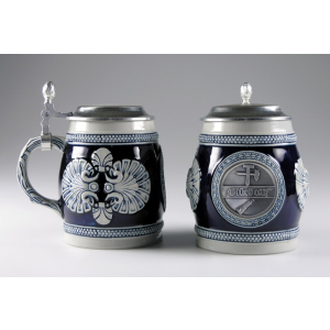 Keramik-Bierkrug blau "Glück auf" 