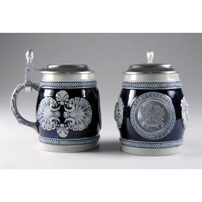 Keramik-Bierkrug blau Gut Schuß