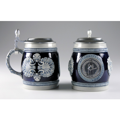 Keramik-Bierkrug blau "Kleingärtner" 