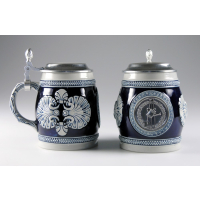 Keramik-Bierkrug blau "Kleingärtner" 