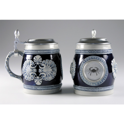 Keramik-Bierkrug blau "Krebs"