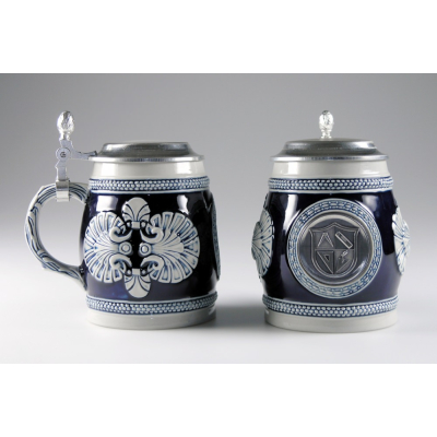 Keramik-Bierkrug blau "Maurer" 