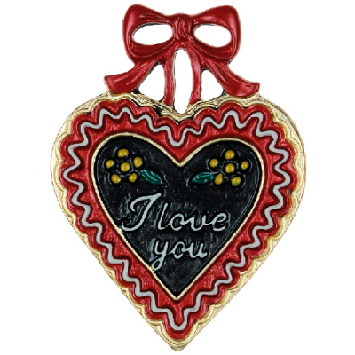 Magnet mit Zinnfigur Herz "I love you"