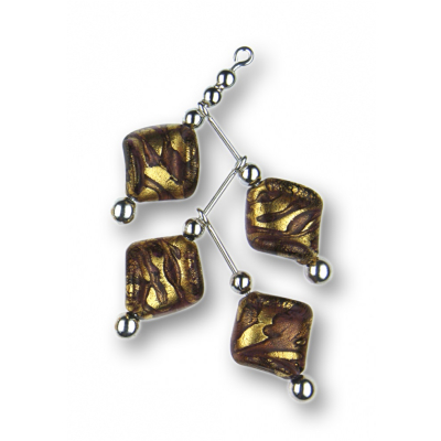 Modula® Anhänger -331- Zweig viola-gold (4 Glasblätter)