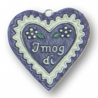Zinn-Schmuck Anhänger Herz "I mog di" lila