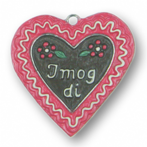 Zinn-Schmuck Anhänger Herz "I mog di" rosa