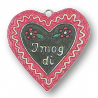 Zinn-Schmuck Anhänger Herz "I mog di" rosa