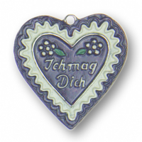 Zinn-Schmuck Anhänger Herz "Ich mag Dich" lila