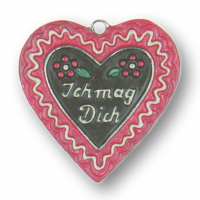Zinn-Schmuck Anhänger Herz "Ich mag Dich" rosa