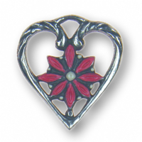 Zinn-Schmuck Anhänger Herz mit Blume rosa - ausverkauft!
