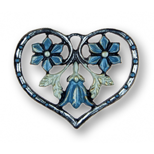 Modula® Anhänger Herz mit drei Blumen blau