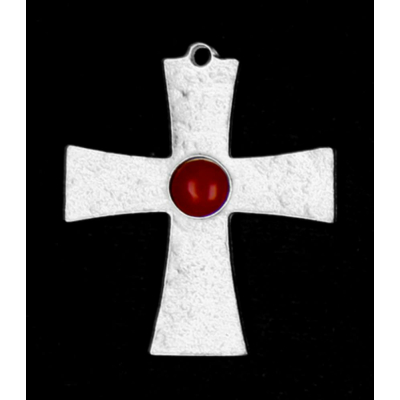 Modula® Anhänger Kreuz mit echter Koralle poliert