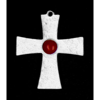 Modula® Anhänger Kreuz mit echter Koralle poliert
