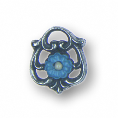 Zinn-Schmuck Anhänger Ornament mit Blume blau