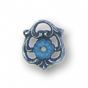 Zinn-Schmuck Anhänger Ornament mit Blume blau