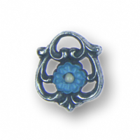 Zinn-Schmuck Anhänger Ornament mit Blume blau
