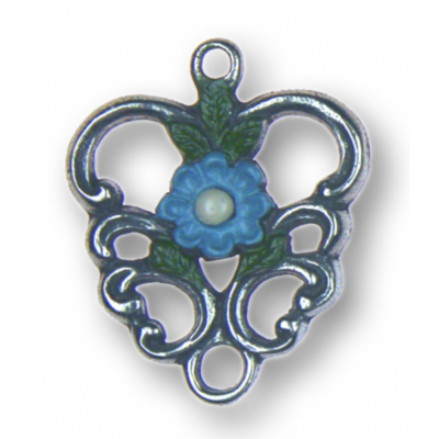 Zinn-Schmuck Anhänger Rankenherz blau